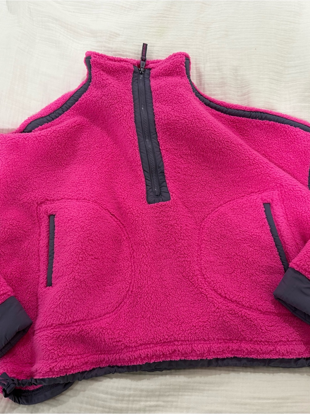 Free People Hot Pink Sherpa Half-Zip Pullover